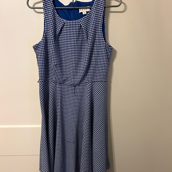 Elle Blue Checkered Midi Dress - Picture 3 of 5
